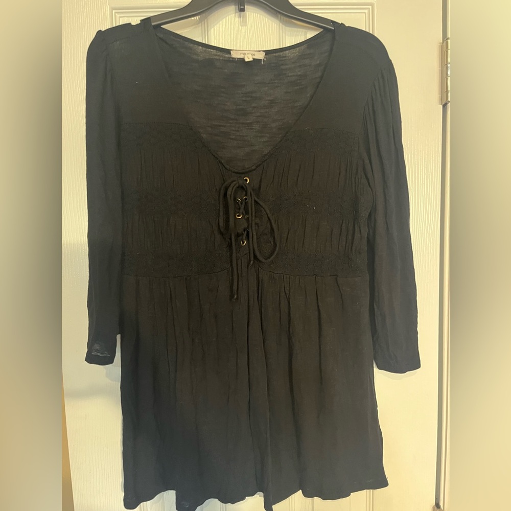 Maurice’s lace up empire waist 3/4 sleeve top size large